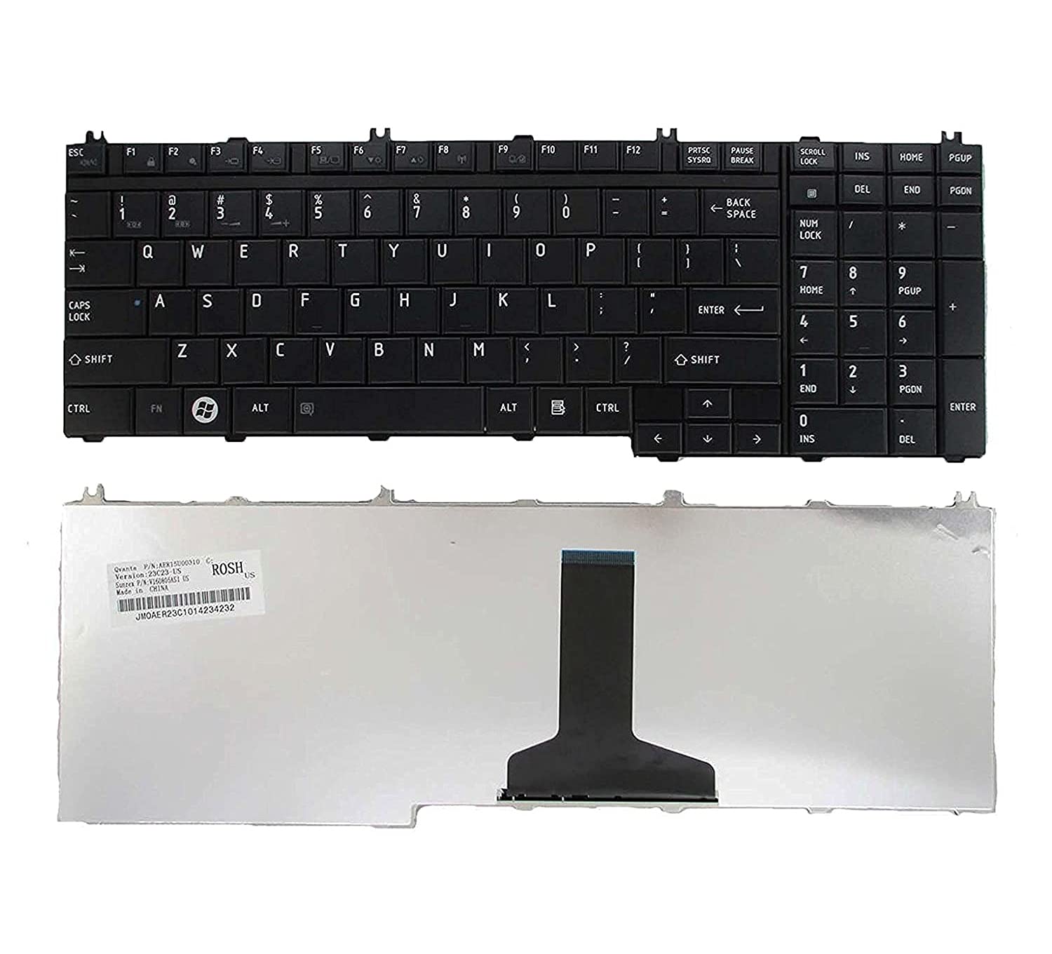 WISTAR Laptop Keyboard Compatible for Toshiba Satellite P200 P300 L500 L500D L505D A500 A505 Series